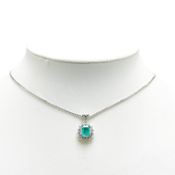 Pt900 プラチナ Pt850 プラチナ エメラルド1.305ct ダイヤ0.83ct ペンダントネックレス レディース 【中古】