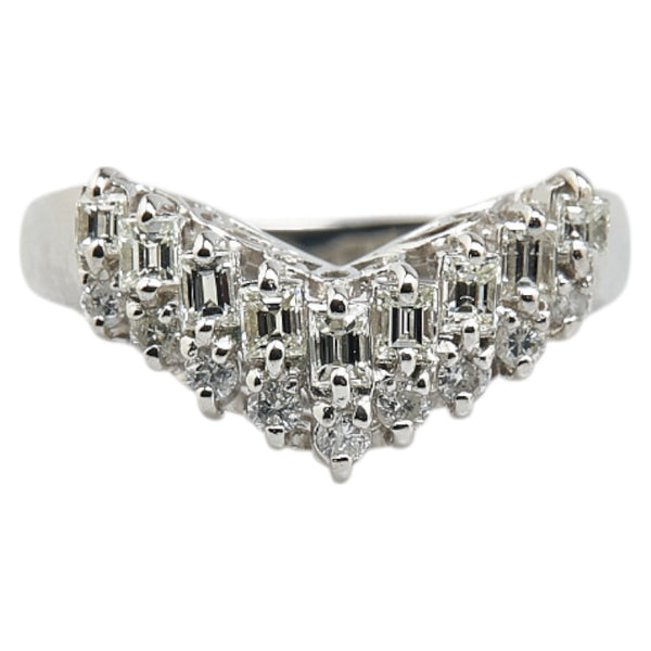 Pt900 プラチナ ダイヤ0.50ct V字 リング 指輪 レディース 10号 【中古】