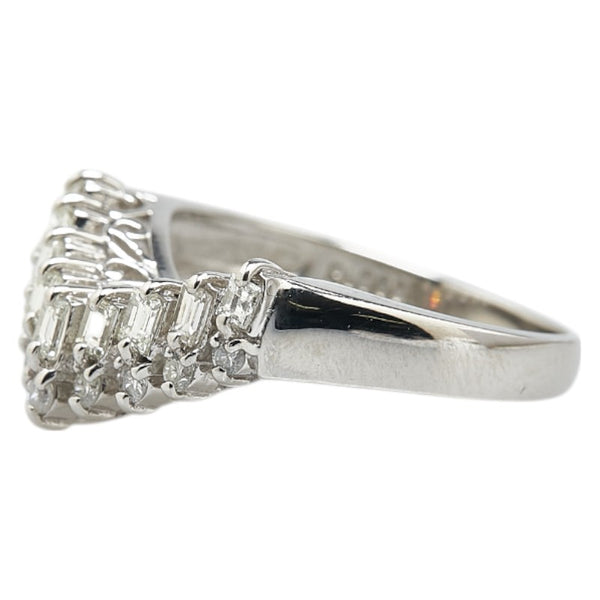 Pt900 プラチナ ダイヤ0.50ct V字 リング 指輪 レディース 10号 【中古】