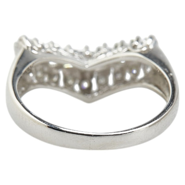 Pt900 プラチナ ダイヤ0.50ct V字 リング 指輪 レディース 10号 【中古】