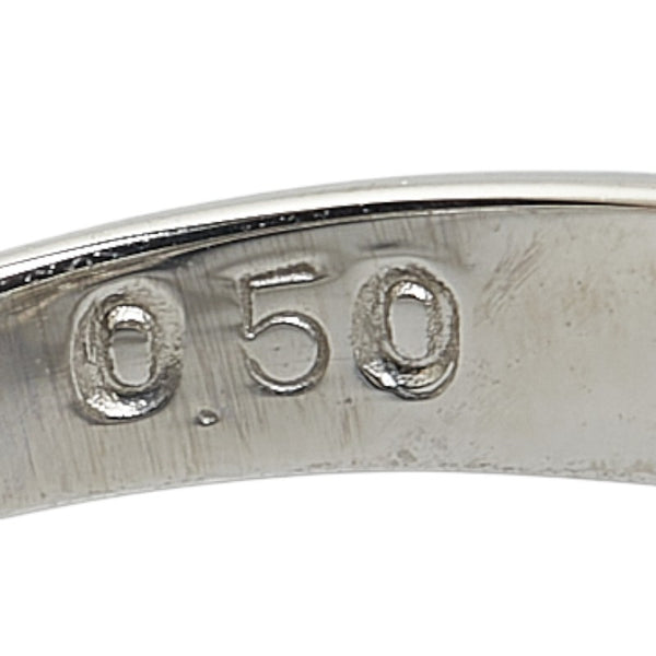 Pt900 プラチナ ダイヤ0.50ct V字 リング 指輪 レディース 10号 【中古】