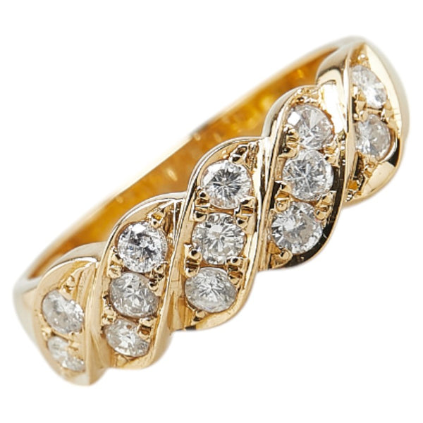 K18YG イエローゴールド ダイヤ0.50ct リング 指輪 レディース 9号 【中古】