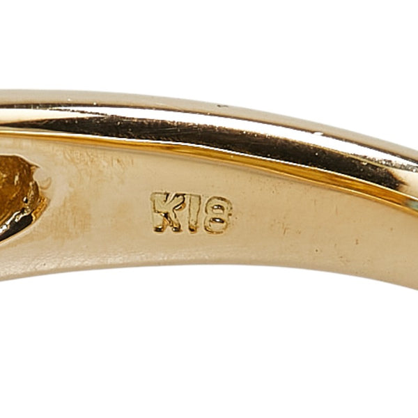 K18YG イエローゴールド ブルートパーズ ダイヤ0.03ct リング 指輪 レディース 9.5号 【中古】