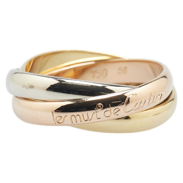 カルティエ トリニティ リング 指輪 #56 K18YG イエローゴールド K18WG ホワイトゴールド K18PG ピンクゴールド レディース CARTIER 【中古】