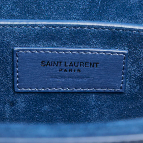 サンローラン ミディアム ベルシャス ハンドバッグ ショルダーバッグ 2WAY ブルー シルバー レザー レディース SAINT LAURENT 【中古】