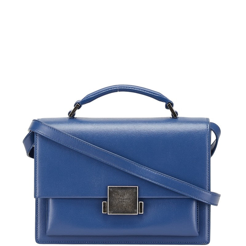 サンローラン ミディアム ベルシャス ハンドバッグ ショルダーバッグ 2WAY ブルー シルバー レザー レディース SAINT LAURENT 【中古】