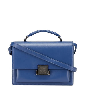 サンローラン ミディアム ベルシャス ハンドバッグ ショルダーバッグ 2WAY ブルー シルバー レザー レディース SAINT LAURENT 【中古】