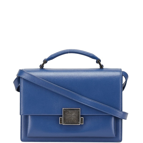 サンローラン ミディアム ベルシャス ハンドバッグ ショルダーバッグ 2WAY ブルー シルバー レザー レディース SAINT LAURENT 【中古】