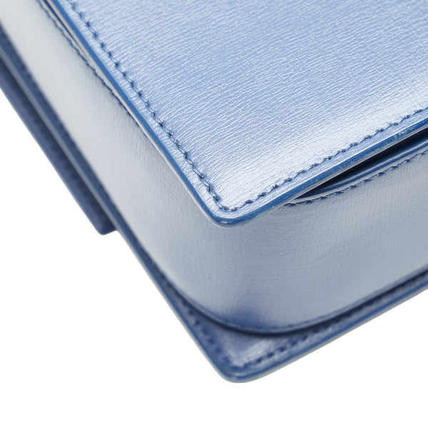サンローラン ミディアム ベルシャス ハンドバッグ ショルダーバッグ 2WAY ブルー シルバー レザー レディース SAINT LAURENT 【中古】