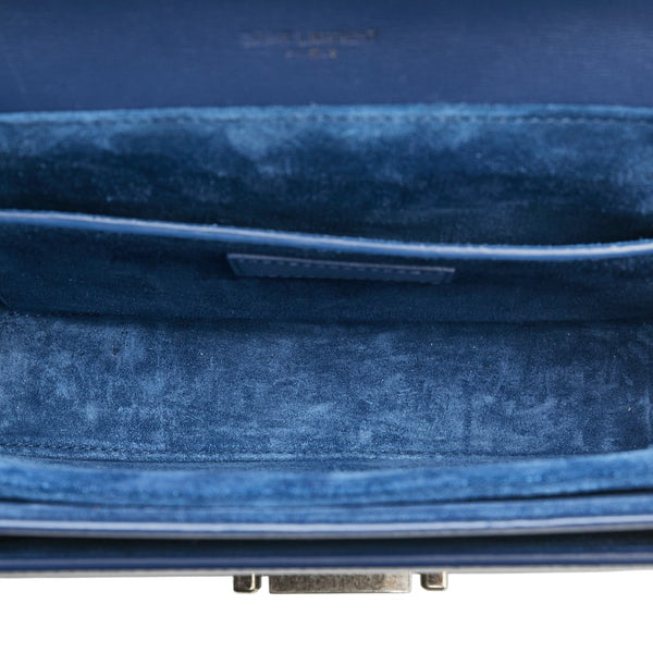 サンローラン ミディアム ベルシャス ハンドバッグ ショルダーバッグ 2WAY ブルー シルバー レザー レディース SAINT LAURENT 【中古】