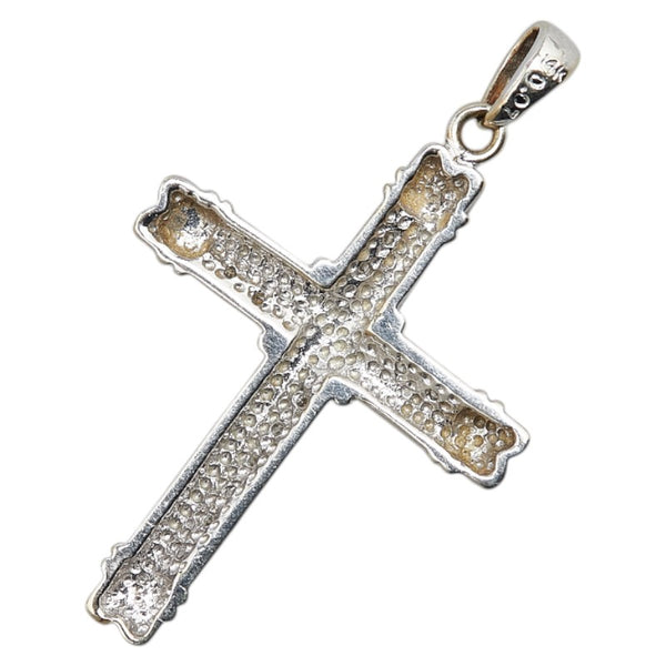K14WG ホワイトゴールド ダイヤ0.07ct クロス 十字架 モチーフ ペンダントトップ レディース 【中古】