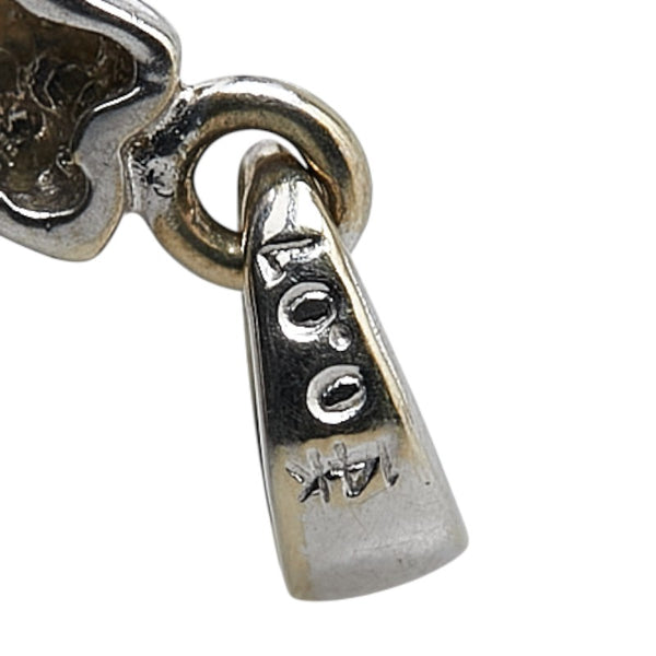 K14WG ホワイトゴールド ダイヤ0.07ct クロス 十字架 モチーフ ペンダントトップ レディース 【中古】