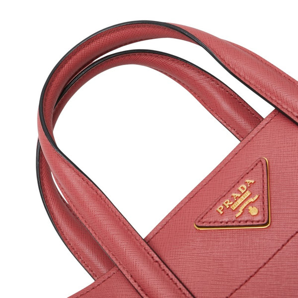 プラダ 三角ロゴプレート サフィアーノ ハンドバッグ ショルダーバッグ 2WAY BN2606 ピンク レザー レディース PRADA 【中古】