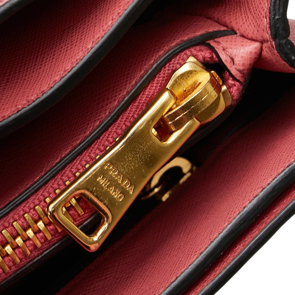 プラダ 三角ロゴプレート サフィアーノ ハンドバッグ ショルダーバッグ 2WAY BN2606 ピンク レザー レディース PRADA 【中古】
