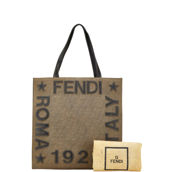 フェンディ 1925 ROMA ITALY トートバッグ ブラウン ブラック PVC レザー レディース FENDI 【中古】