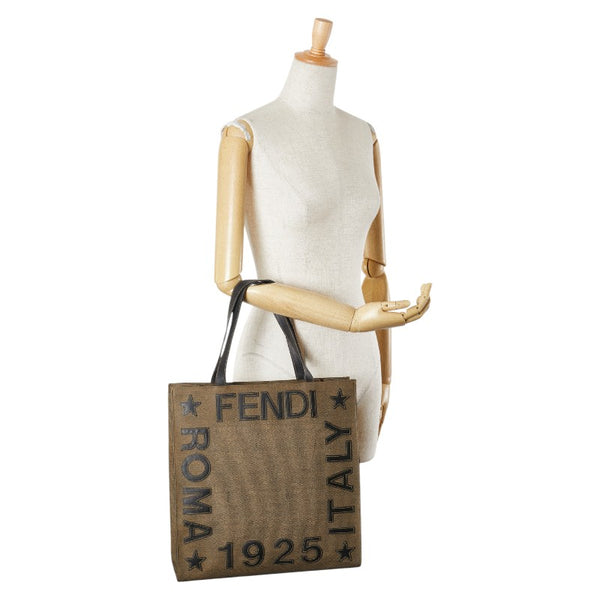 フェンディ 1925 ROMA ITALY トートバッグ ブラウン ブラック PVC レザー レディース FENDI 【中古】