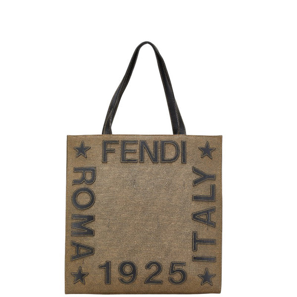 フェンディ 1925 ROMA ITALY トートバッグ ブラウン ブラック PVC レザー レディース FENDI 【中古】