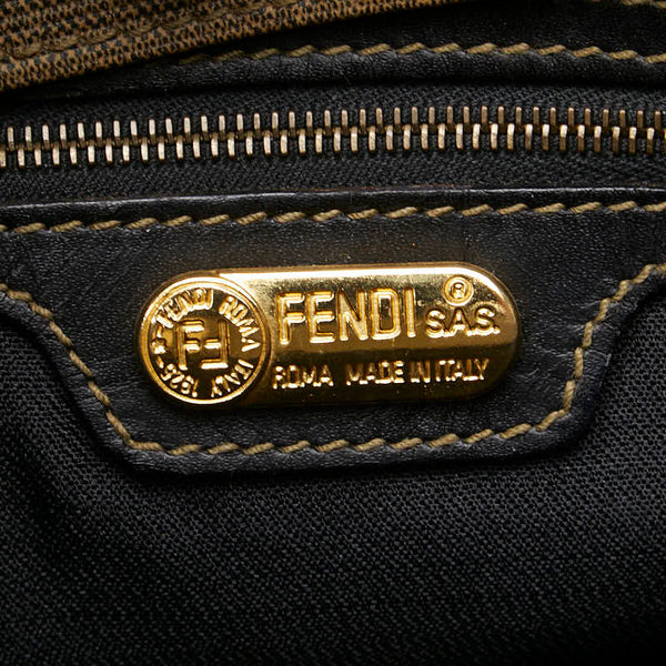 フェンディ 1925 ROMA ITALY トートバッグ ブラウン ブラック PVC レザー レディース FENDI 【中古】