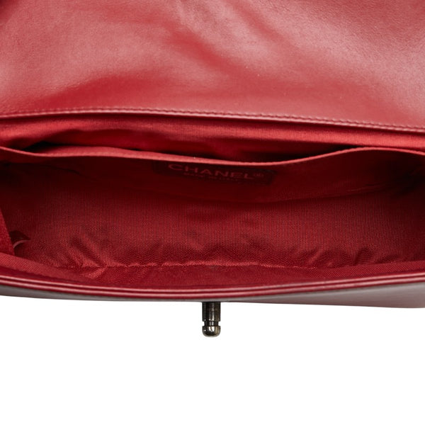 シャネル ココマーク ボーイシャネル25 斜め掛け チェーン ショルダーバッグ レッド ラムスキン レディース CHANEL 【中古】