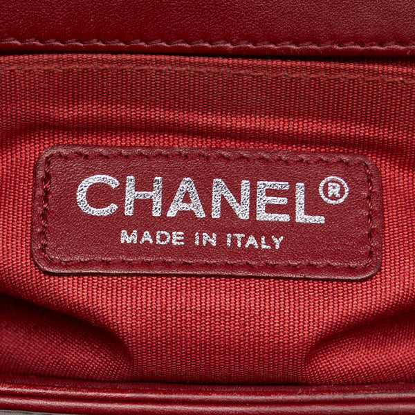 シャネル ココマーク ボーイシャネル25 斜め掛け チェーン ショルダーバッグ レッド ラムスキン レディース CHANEL 【中古】