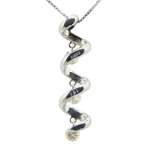 K18WG ホワイトゴールド ダイヤ0.51ct スパイラル ペンダントネックレス レディース 【中古】