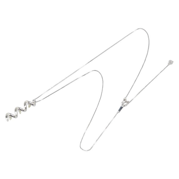 K18WG ホワイトゴールド ダイヤ0.51ct スパイラル ペンダントネックレス レディース 【中古】