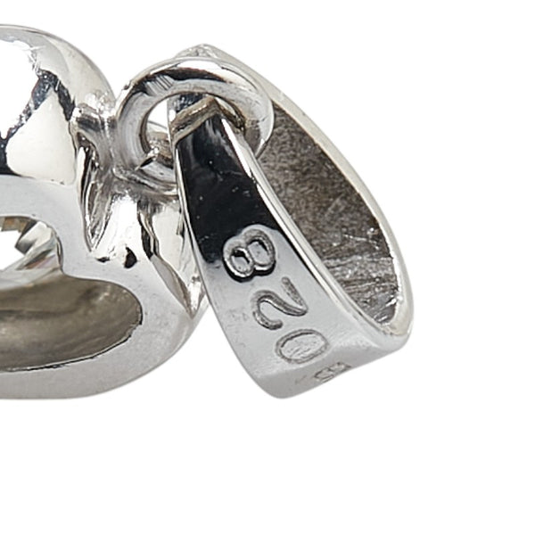 K18WG ホワイトゴールド ダイヤ0.28ct ハート モチーフ ペンダントトップ レディース 【中古】