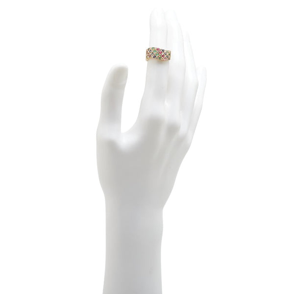 K18YG イエローゴールド エメラルド0.19ct ルビー0.27ct サファイア0.99ct リング 指輪 レディース 10.5号 【中古】