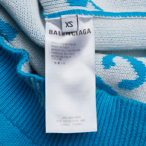 バレンシアガ ロゴ ニット サイズ:XS 625329 ブルー ホワイト コットン ウール メンズ BALENCIAGA 【中古】