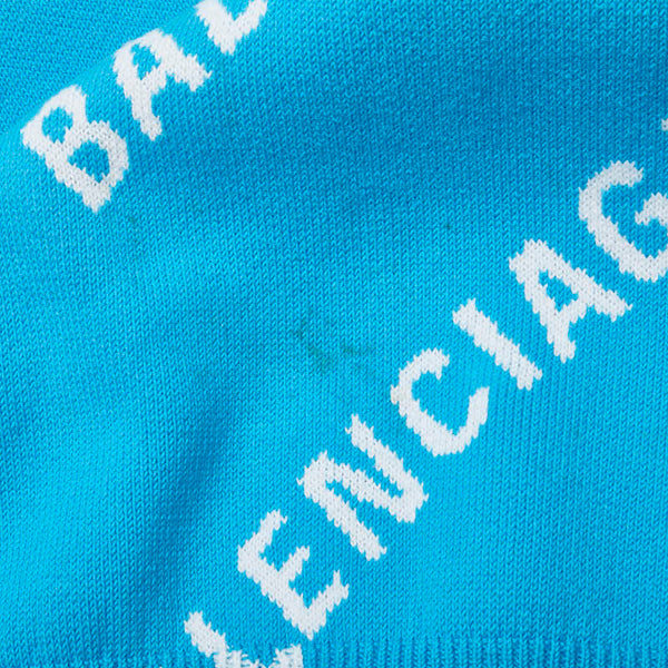 バレンシアガ ロゴ ニット サイズ:XS 625329 ブルー ホワイト コットン ウール メンズ BALENCIAGA 【中古】