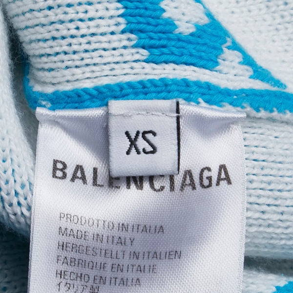 バレンシアガ ロゴ ニット サイズ:XS 625329 ブルー ホワイト コットン ウール メンズ BALENCIAGA 【中古】