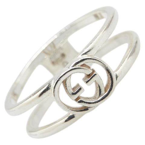 グッチ インターロッキングG スリム オープンバンド リング 指輪 SV925 シルバー レディース GUCCI 【中古】