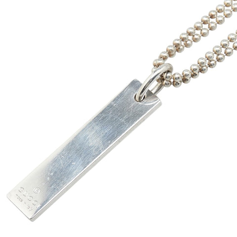 グッチ ロゴプレート ダブル ボールチェーン ネックレス SV925 シルバー レディース GUCCI 【中古】