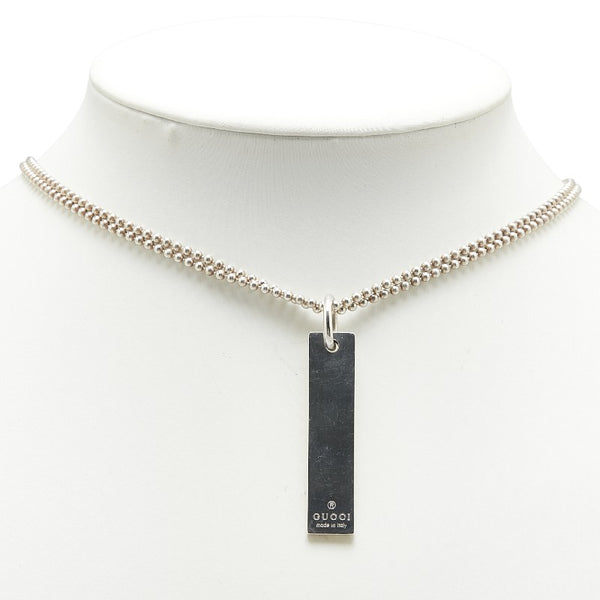 グッチ ロゴプレート ダブル ボールチェーン ネックレス SV925 シルバー レディース GUCCI 【中古】