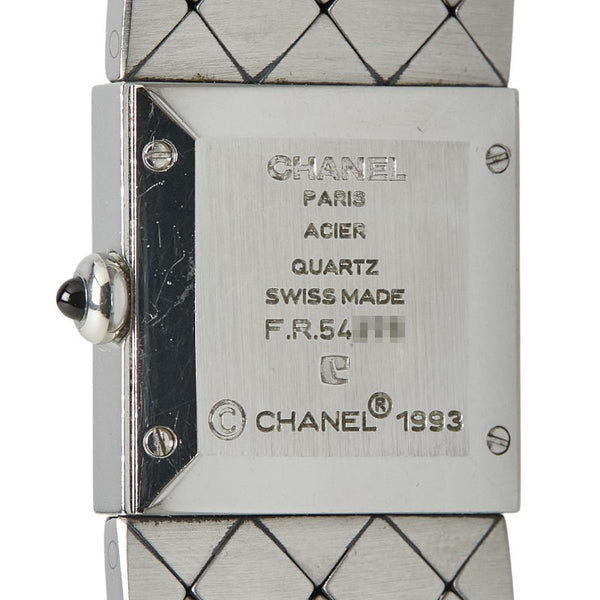 シャネル マトラッセ 腕時計 クオーツ ブラック文字盤 ステンレススチール レディース CHANEL 【中古】
