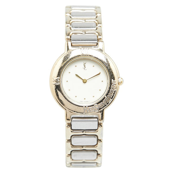 サンローラン 腕時計 2200-229789 クオーツ ベージュ文字盤 ステンレススチール メッキ レディース SAINT LAURENT 【中古】