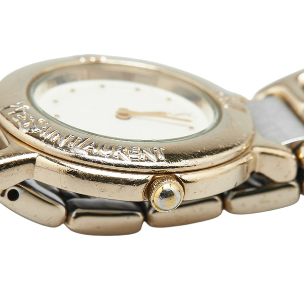 サンローラン 腕時計 2200-229789 クオーツ ベージュ文字盤 ステンレススチール メッキ レディース SAINT LAURENT 【中古】