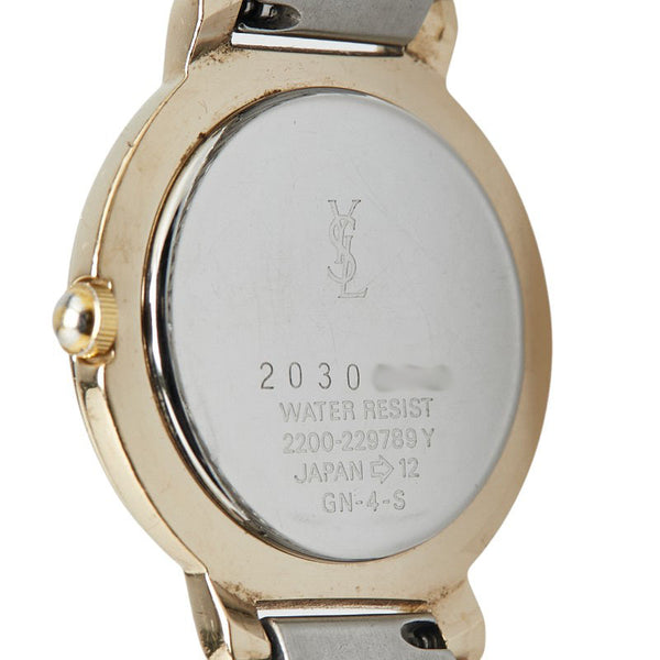 サンローラン 腕時計 2200-229789 クオーツ ベージュ文字盤 ステンレススチール メッキ レディース SAINT LAURENT 【中古】