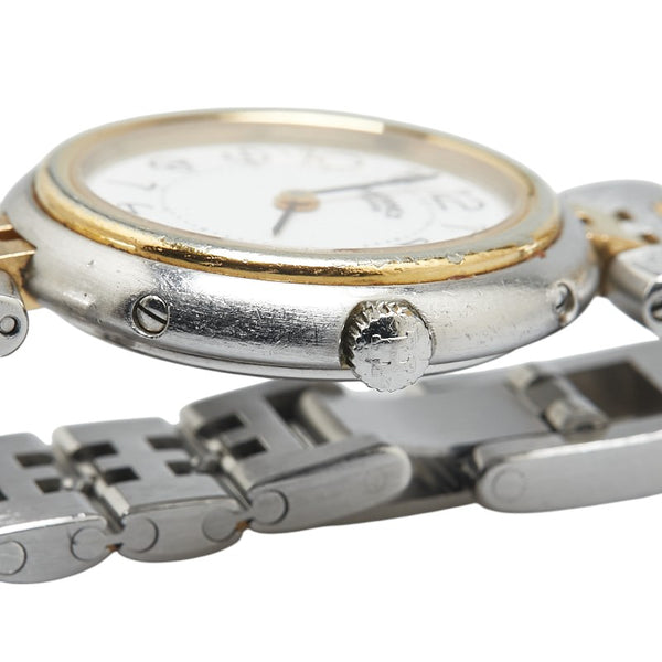 エルメス プロフィール 腕時計 クオーツ ホワイト文字盤 ステンレススチール メッキ レディース HERMES 【中古】