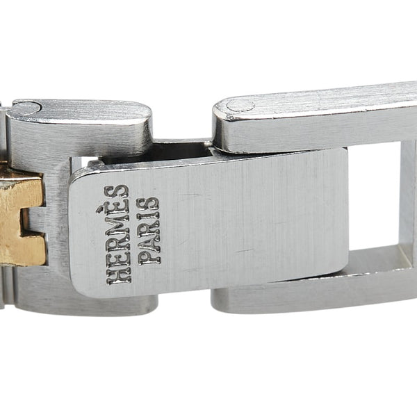 エルメス プロフィール 腕時計 クオーツ ホワイト文字盤 ステンレススチール メッキ レディース HERMES 【中古】