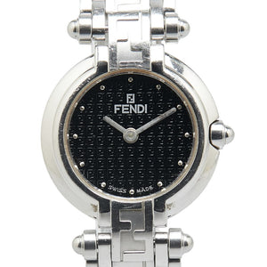 フェンディ オロロジ 腕時計 750L クオーツ ブラック文字盤 ステンレススチール レディース FENDI 【中古】
