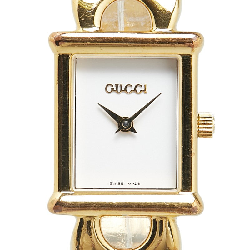 グッチ チェンジベルト ウォッチ 腕時計 1800L クオーツ ホワイト文字盤 メッキ レディース GUCCI 【中古】