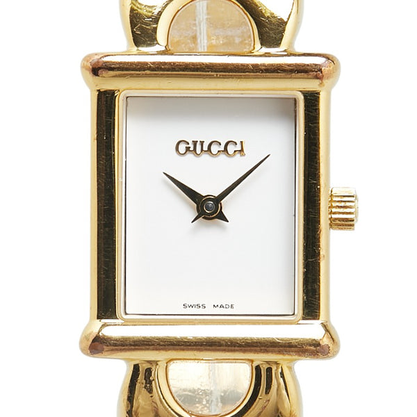 グッチ チェンジベルト ウォッチ 腕時計 1800L クオーツ ホワイト文字盤 メッキ レディース GUCCI 【中古】