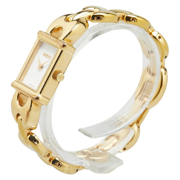 グッチ チェンジベルト ウォッチ 腕時計 1800L クオーツ ホワイト文字盤 メッキ レディース GUCCI 【中古】