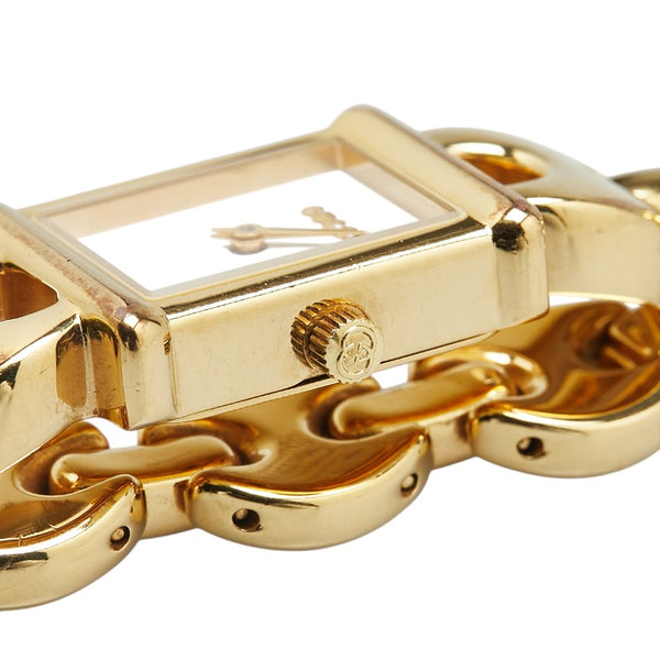 グッチ チェンジベルト ウォッチ 腕時計 1800L クオーツ ホワイト文字盤 メッキ レディース GUCCI 【中古】