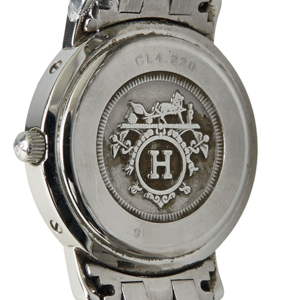 エルメス クリッパー 腕時計 CL4.220 クオーツ ホワイト文字盤 ステンレススチール メッキ レディース HERMES 【中古】
