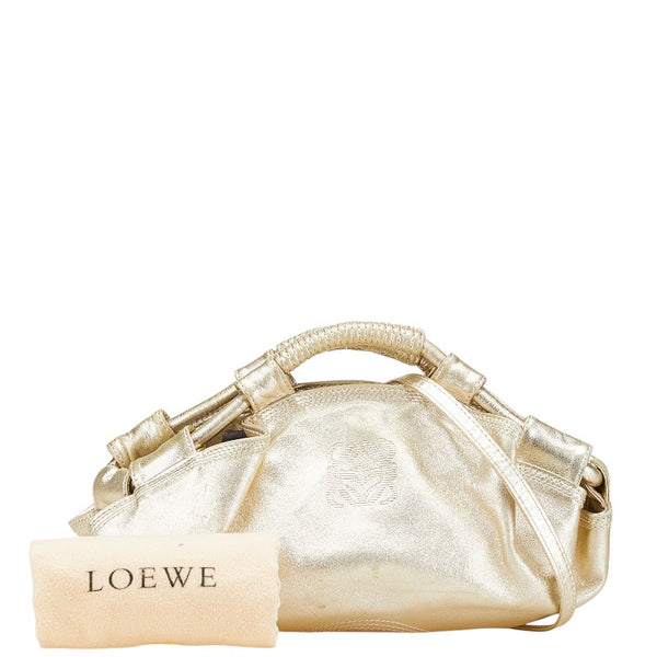 ロエベ アナグラムロゴ ナッパアイレ ハンドバッグ ショルダーバッグ 2WAY ゴールド レザー レディース LOEWE 【中古】