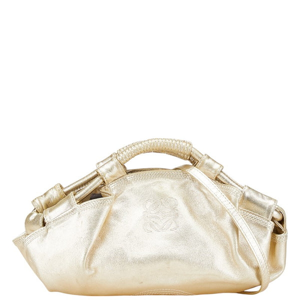 ロエベ アナグラムロゴ ナッパアイレ ハンドバッグ ショルダーバッグ 2WAY ゴールド レザー レディース LOEWE 【中古】