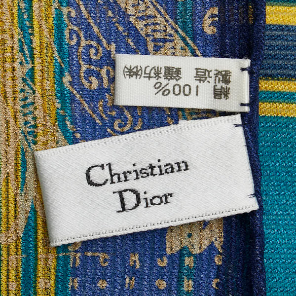 ディオール ペイズリー スカーフ ショール ネイビー マルチカラー シルク レディース Dior 【中古】