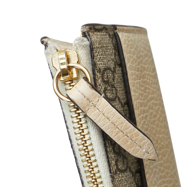 グッチ GGスプリーム GGマーモント L字ファスナー 二つ折り財布 658609 ベージュ ホワイト PVC レザー レディース GUCCI 【中古】